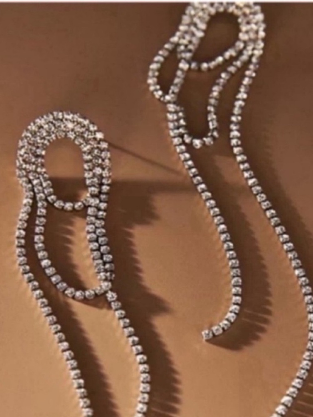 New! Silver Rhinestone Loop Drop Earrings (1045) NWOT